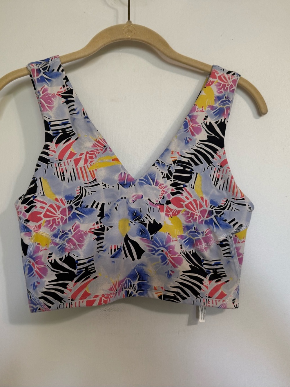 FP Movement by Free People Floral V-Neck Crop Top - Pink, Blue, Yellow, Black